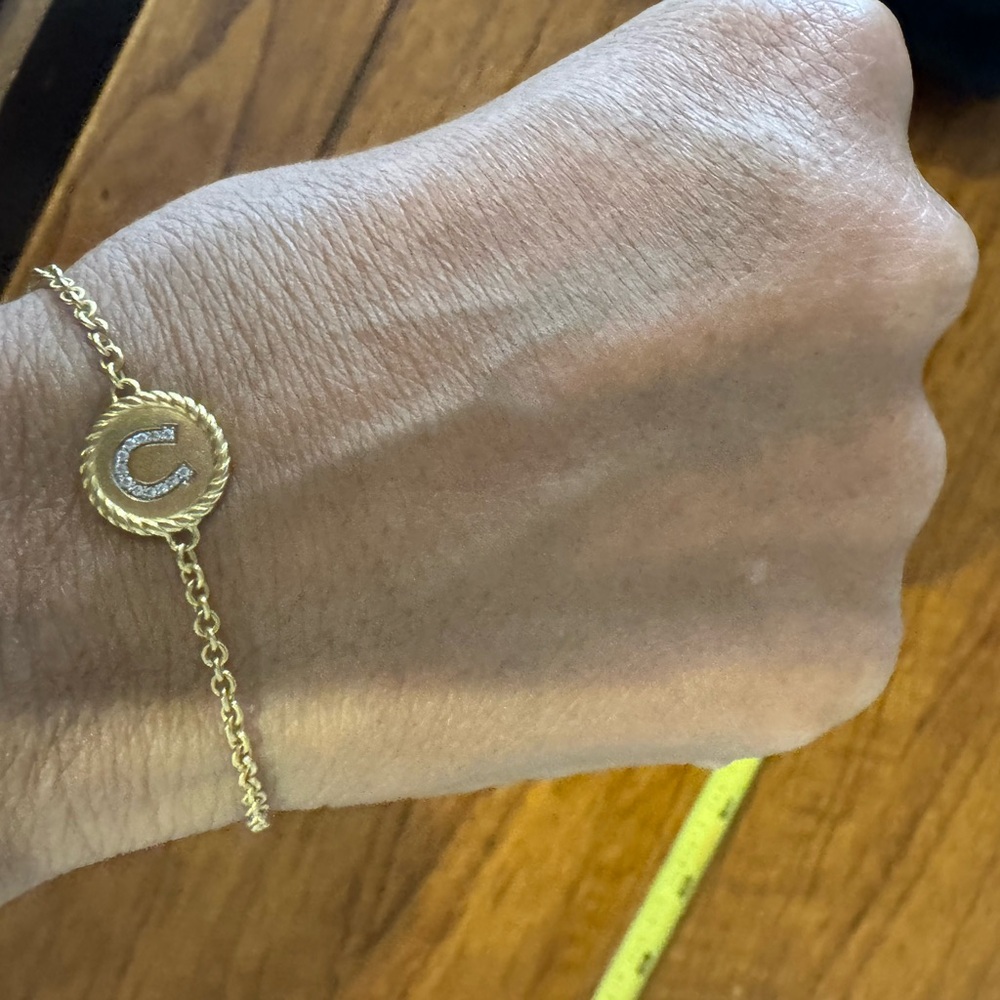 18k Gold David Yurman Horseshoe Charm Station Bracelet - Picture 3 of 4